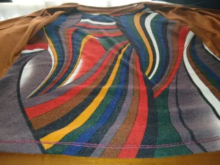 Camiseta Talla Grande Mujer XXL Marrón Multicolor