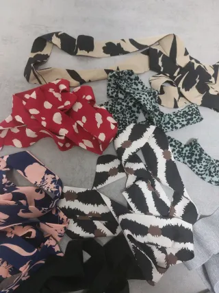 7 Cinture Taglia Unica Stoffa Multicolor Nuove