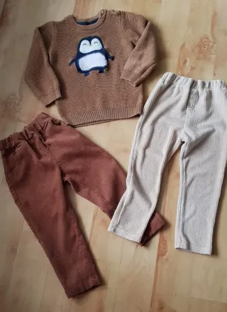Lote 3 prendas: 2 pantalones y jersey niño