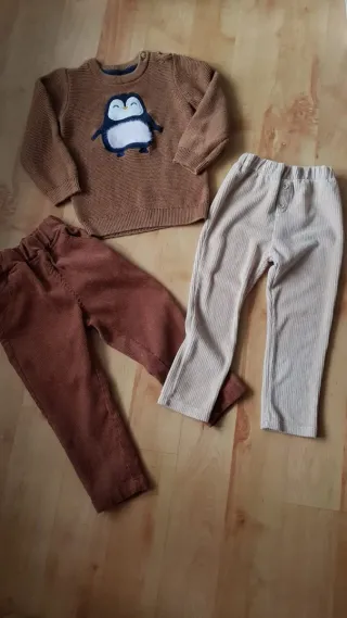 Lote 3 prendas: 2 pantalones y jersey niño