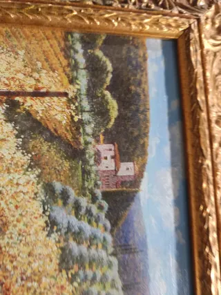 Stampa semi dipinta paesaggio toscano