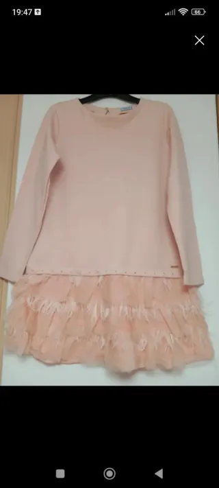 Vestido niña Mayoral T.14 tul y plumas