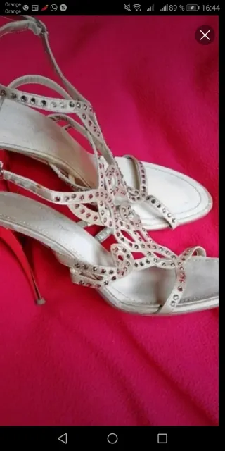 Sandalias tacón plateadas talla 37