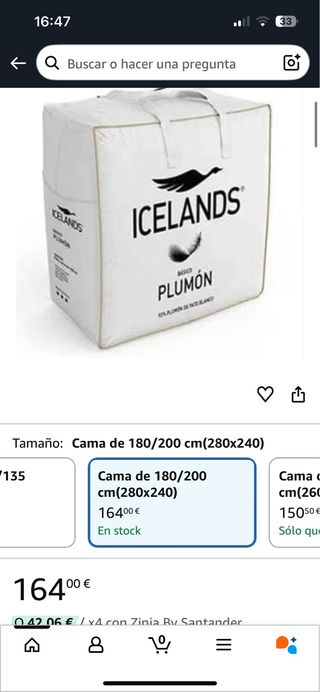 Nórdico plumón de pato blanco