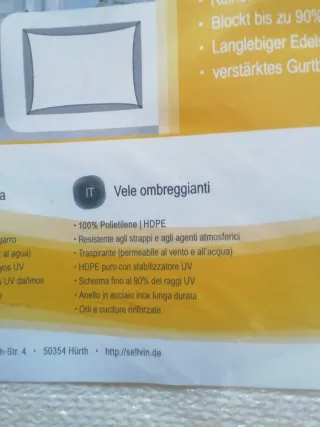 Vela de sombra Sol Royal 2x4m