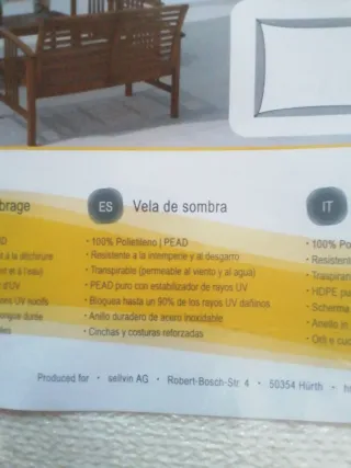 Vela de sombra Sol Royal 2x4m