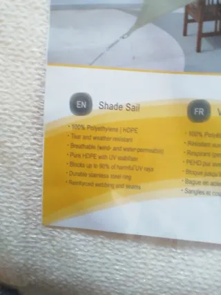 Vela de sombra Sol Royal 2x4m