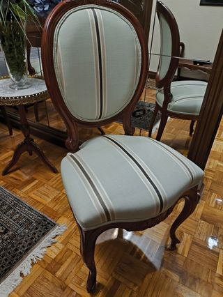 2 Sillas Estilo Isabelino Tapizado Rayas