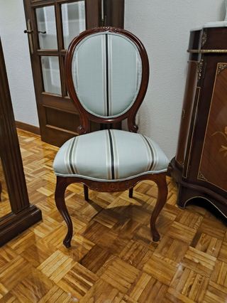 2 Sillas Estilo Isabelino Tapizado Rayas