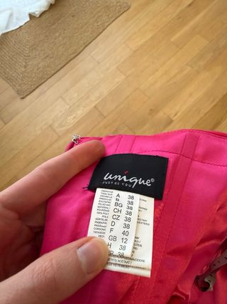 Vestido fiesta pedrería rosa y plata