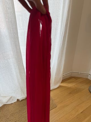 Vestido fiesta pedrería rosa y plata