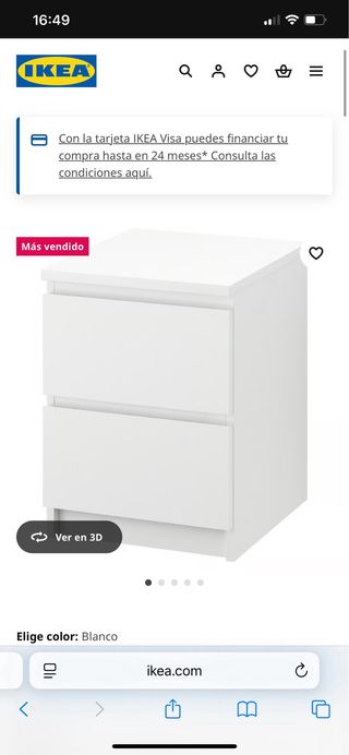 2 Mesitas Malm IKEA 2 cajones