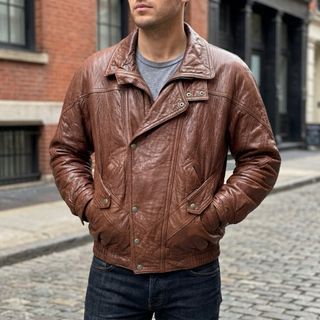 Gino Montanaro Giacca in pelle vintage