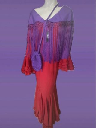 Traje Flamenca Mujer Rojo y Morado