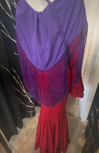 Traje Flamenca Mujer Rojo y Morado