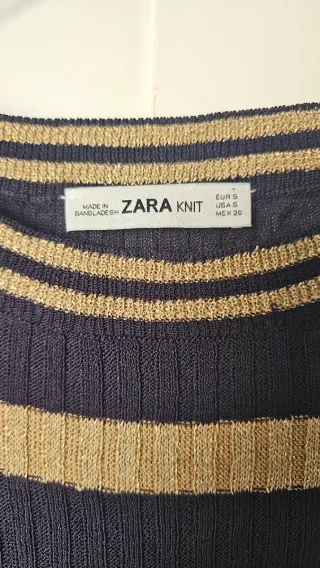 Jersey Zara Rayas Doradas y Navy Azul