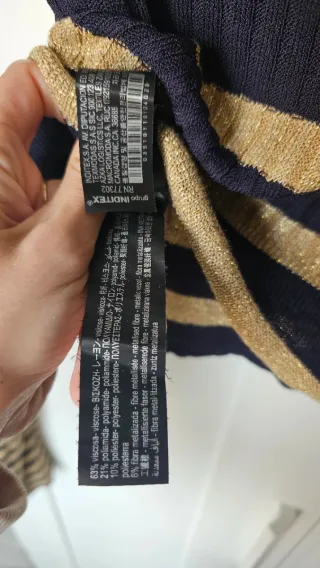 Jersey Zara Rayas Doradas y Navy Azul