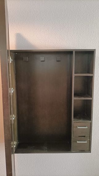 Vitrina de madera maciza con puertas de cristal