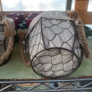 Set 2 Vasi Metallo e Juta con Manici