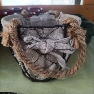 Set 2 Vasi Metallo e Juta con Manici