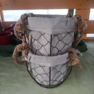 Set 2 Vasi Metallo e Juta con Manici