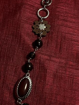 Collana Fossil Acciaio Argento e Rosso