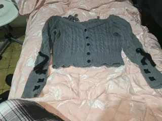 Jersey gris manga larga lazos