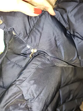 Chaquetón niña con pelo y gorro,azul marino