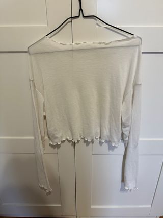 Top crop manga larga blanco
