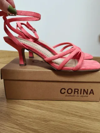 Sandalias tacón coral M2225 Corina seminuevas