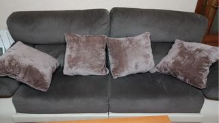 URGE VENTA!!! Sofá 3 plazas terciopelo gris