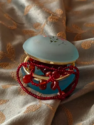 Portagioie Vintage Vetro Satinato Azzurro