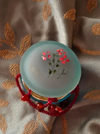 Portagioie Vintage Vetro Satinato Azzurro