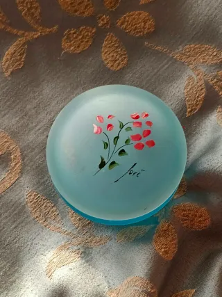 Portagioie Vintage Vetro Satinato Azzurro