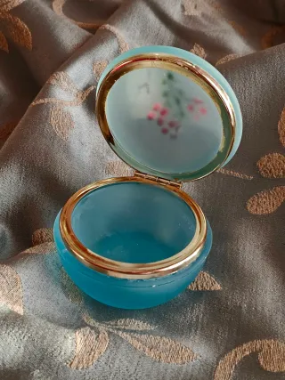 Portagioie Vintage Vetro Satinato Azzurro