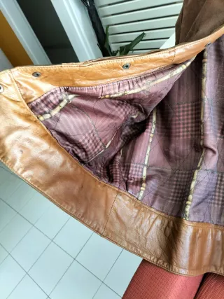 Chaquetón vintage piel, ante y zorro