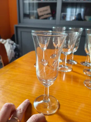 Juego 10 copas licor, cristal tallado