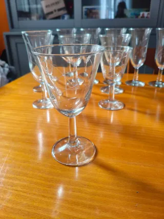 Juego 10 copas licor, cristal tallado