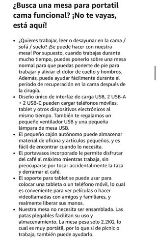 Mesa Portátil  Plegable 4 USB