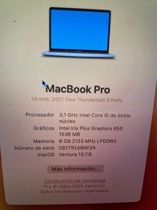 MacBook Pro 13 2017 Pantalla Defectuosa