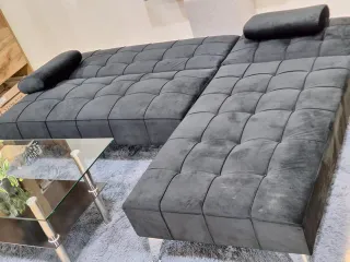 Sofá Cama Chaise 198x146cm Negro/Gris