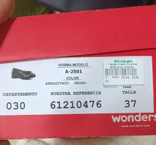 Zapatos Wonders Negros Talla 37