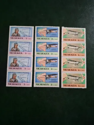 Conjunto sellos Nicaragua Aviación Charles Lindber
