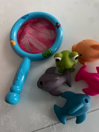 Juego de pesca con red y peces de juguete