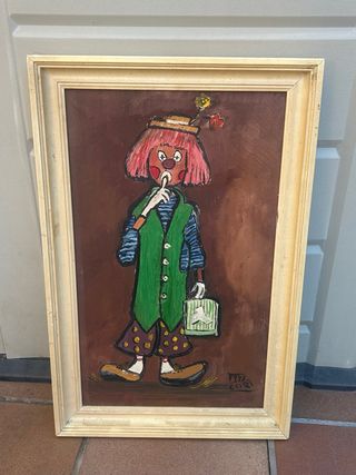 Cuadro de payaso pintado a mano