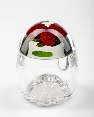 Azucarero cristal tapa decorada vintage