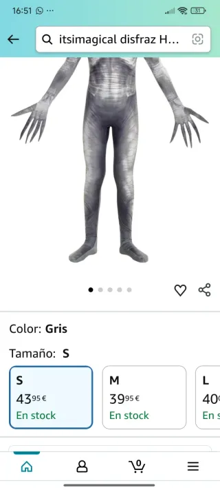 DISFRAZ "MORPHSUITS" CRIATURA  TERRORIFICA