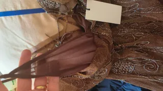 Vestido lentejuelas Zara marrón y dorado