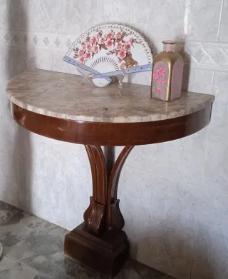 Consola recibidor mármol y madera