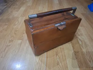 Maletín médico antiguo de cuero automatico